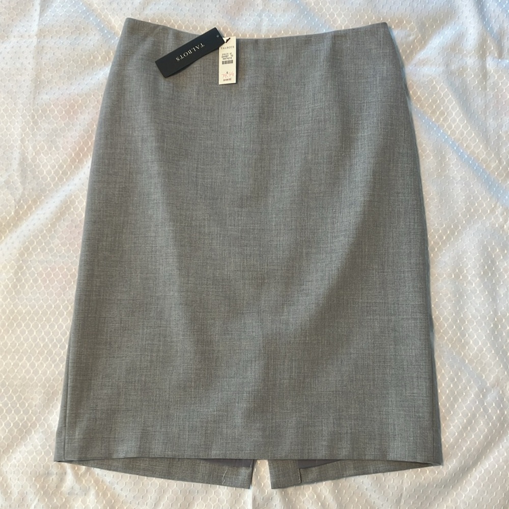 Talbots Light Gray Midi Skirt NWT